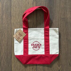 NWT Trader Joe’s Mini Canvas Tote Bag RED - NEW With Tag